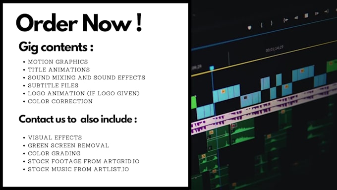 do cinematic video editing, motion graphics animation titles