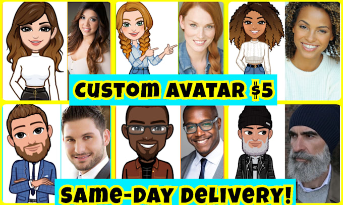 create a cartoon avatar, emoji, bitmoji