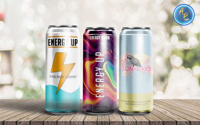 do design professional cans for soda, beer, energy drink