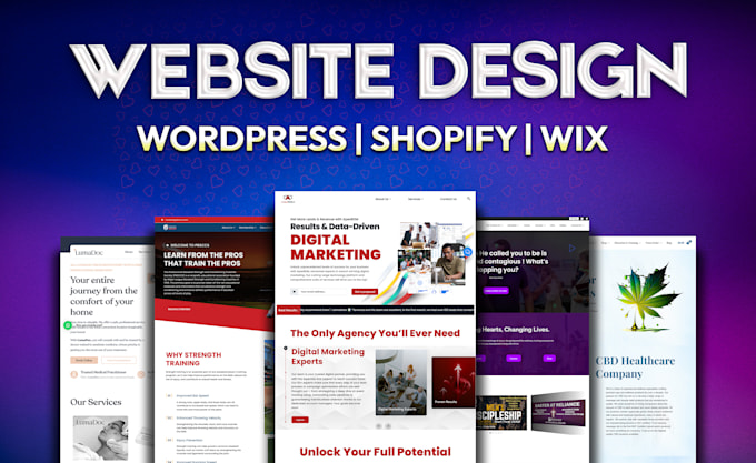 provide professional website design services on wordpress, shopify, and wix