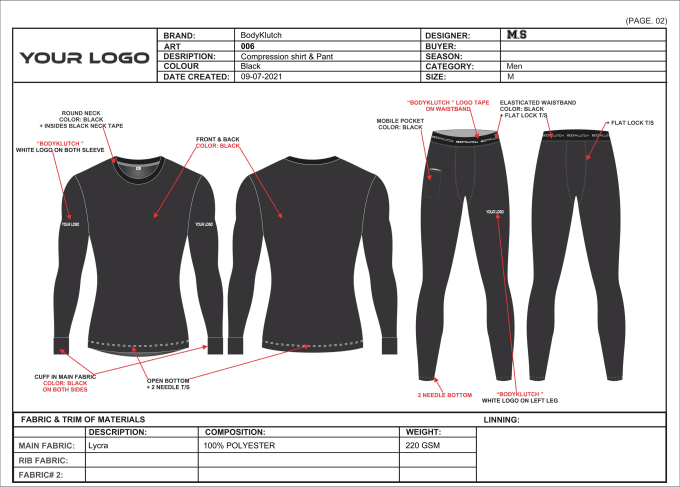 Create tech pack and manufacturer sports wear uniforms by Shamasali220 ...