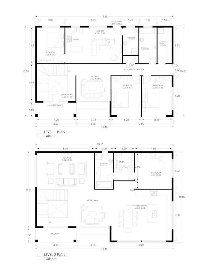 do autocad 2d floor plan design and architectural plans