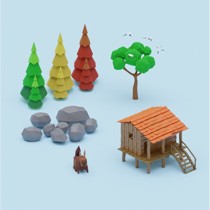 model 3d low poly game ready assets