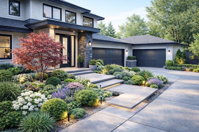 design landscape with pool for house and villa