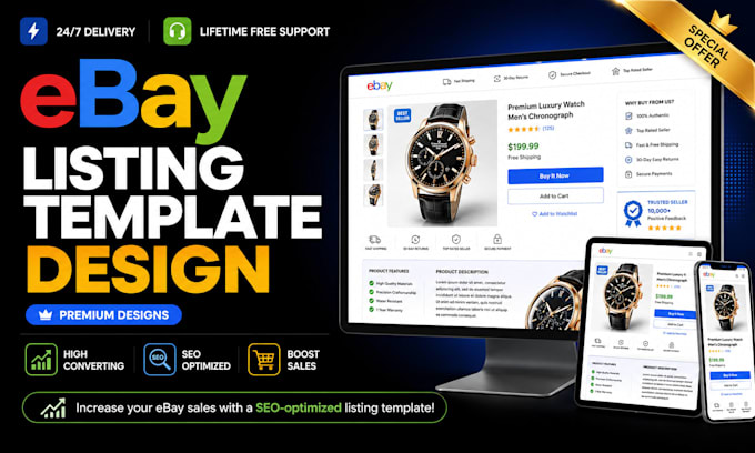 design responsive and SEO optimized ebay listing templates