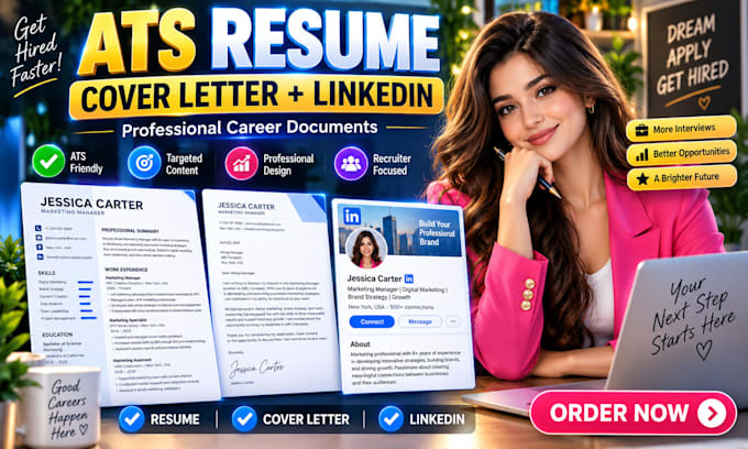 write professional ats resume, CV, cover letter and optimize linkedin
