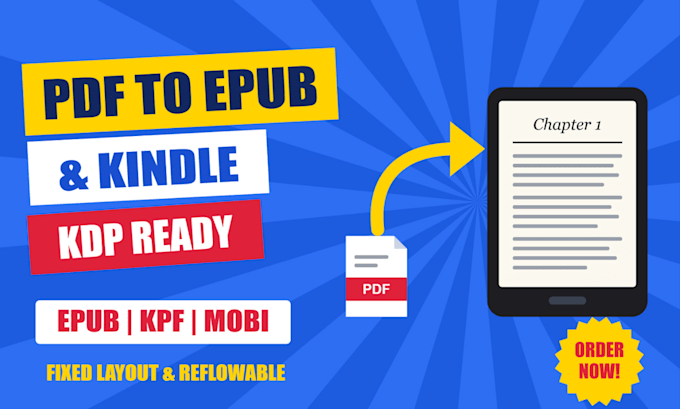 convert pdf to epub, kindle kpf, fixed layout ebook, children book formatting