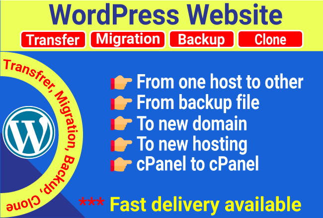 migrate or transfer your wordpress website in 24 hours