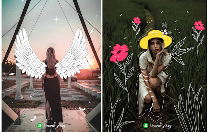create creative photo illustration with custom doodle art