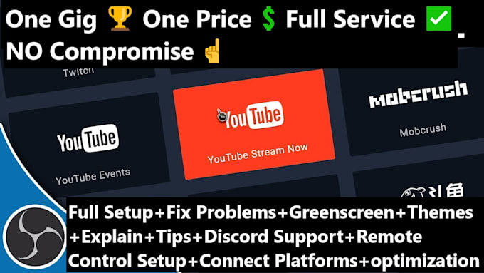 expert obs setup, custom client requirements, bug fixes, IT support