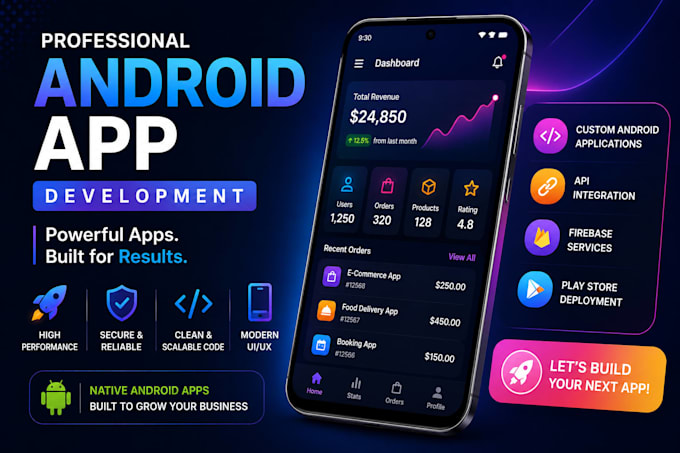 develop a custom android app in kotlin or java