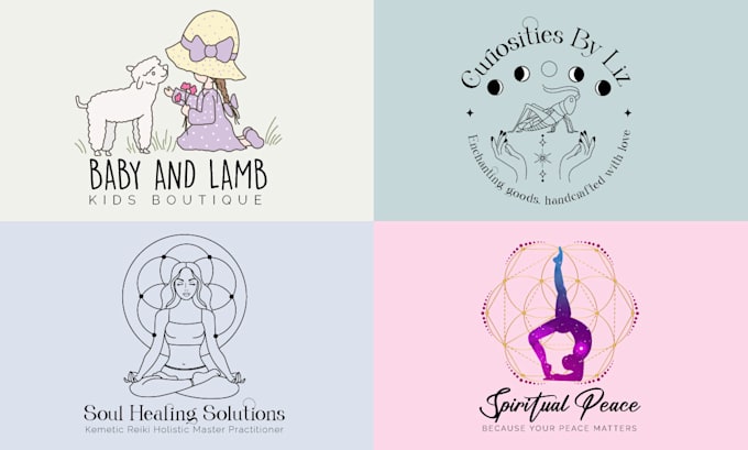 design hand drawn feminine, botanical and mystical logo