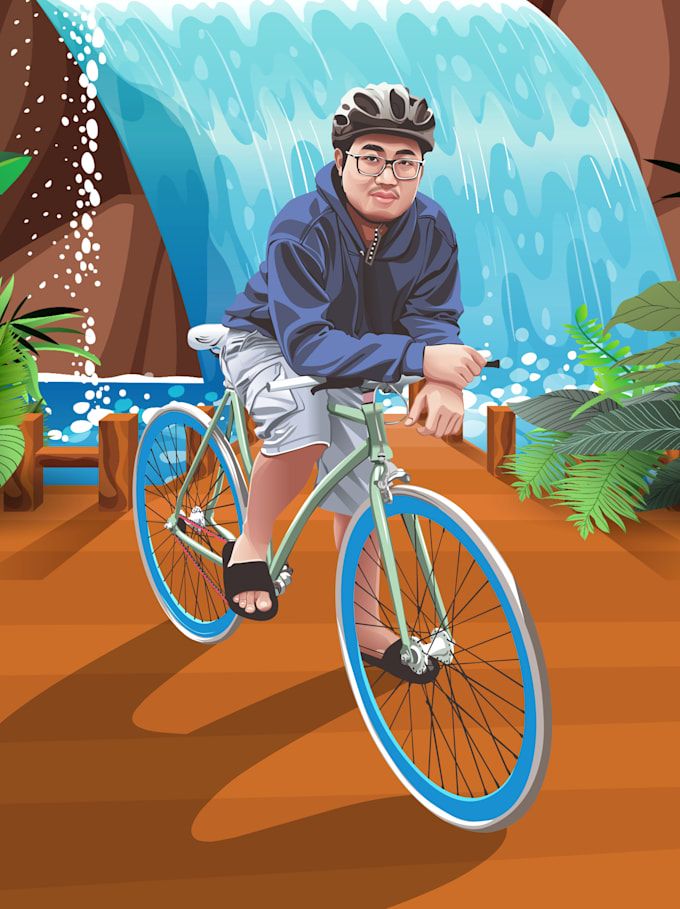 draw cartoon portrait with background