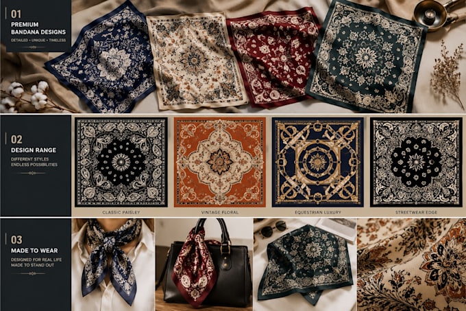 create custom bandana and scarf pattern design