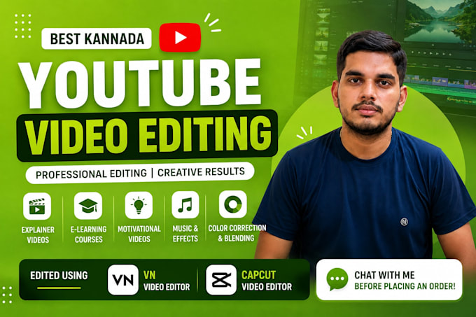 edit english or kannada videos for youtube and e learning courses