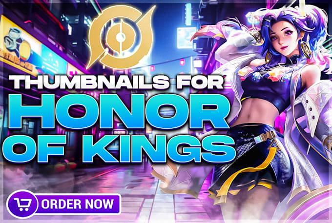 design an eye catching youtube thumbnail for honor of king