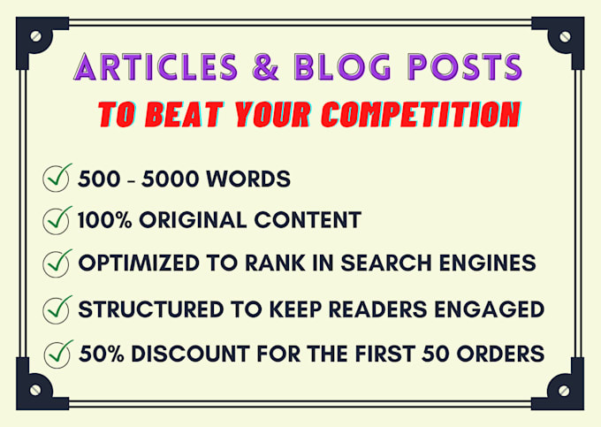write an article or blog post and optimize it for SEO