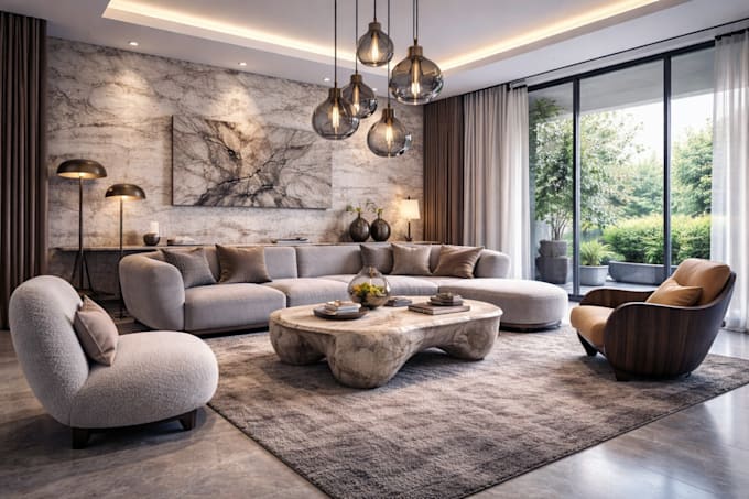 do interior design of house and create drawings and 3d