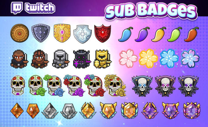 Custom Sub Badge Set Cute Bit Badges Twitch Emote Design 