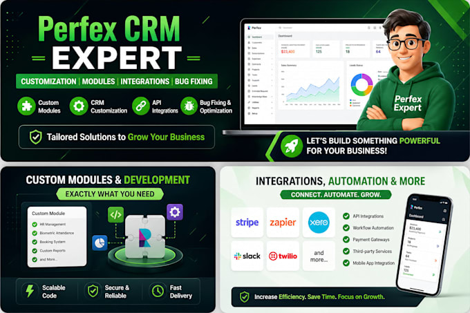 develop custom perfex CRM modules, API integrations and automation