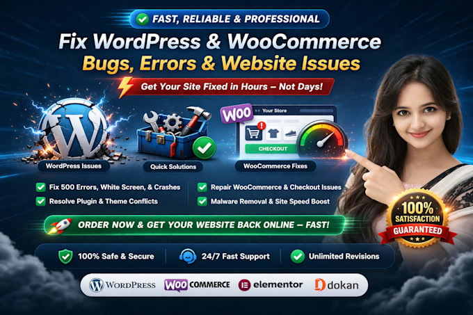 fix wordpress bugs, woocommerce errors and website issues