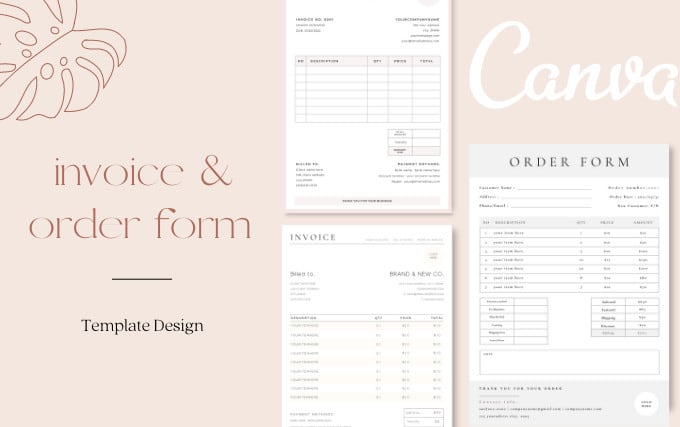 design a business invoice and order form canva template