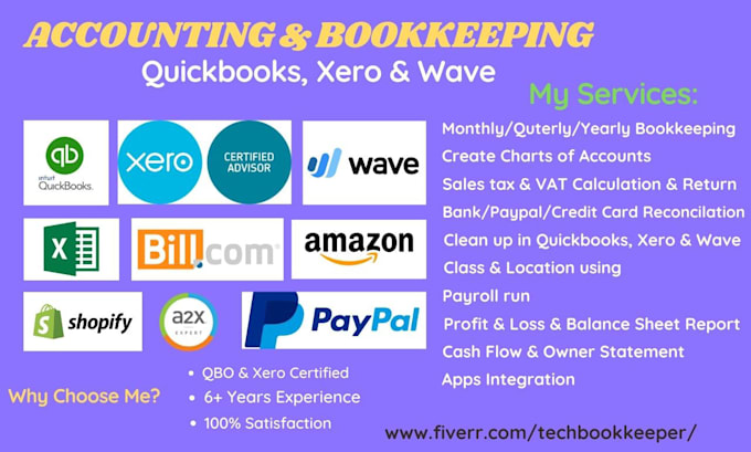 do bookkeeping and accounting using quickbook, xero and wave