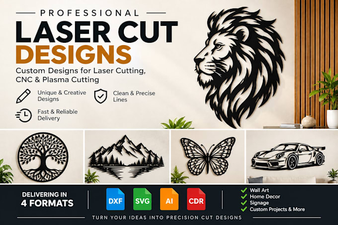 create dxf svg files for laser cutting, cnc and engraving