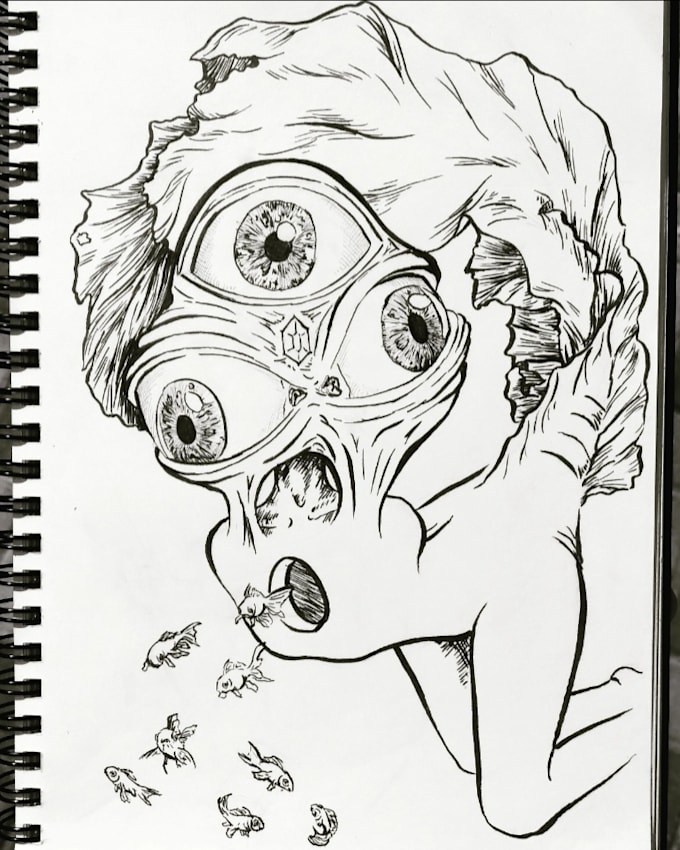draw anything weird as pencil drawing or tattoo design