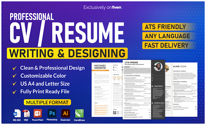 design, rewrite an ats optimized resume, CV, or cover letter
