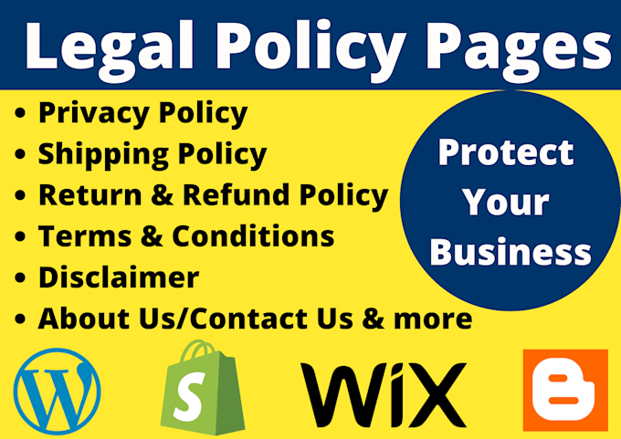 write policy pages, gdpr privacy policy, shipping policy and return policy