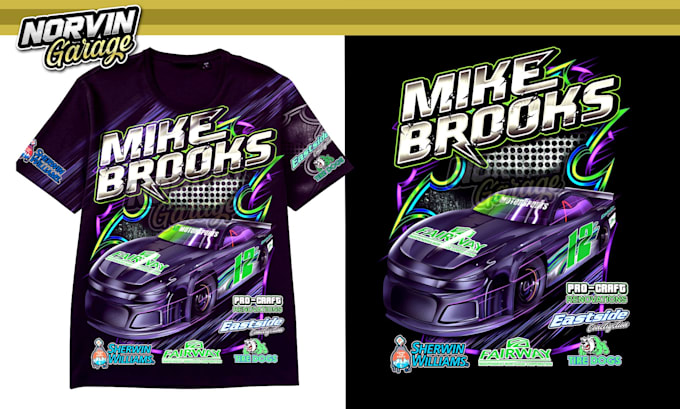 draw retro racing automotive tshirt design