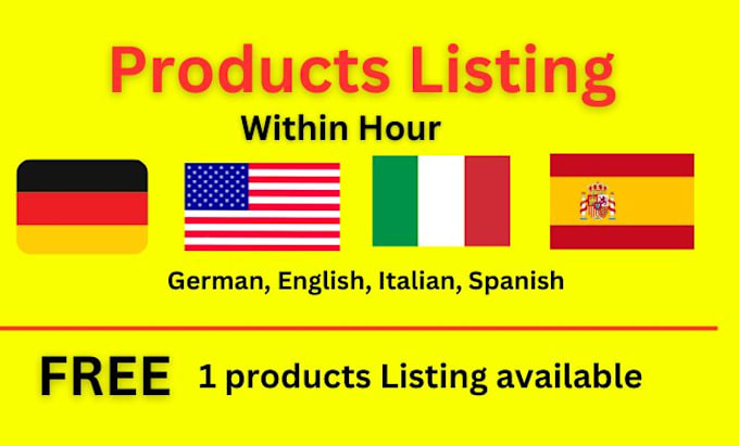 product listings in german spanish italian english