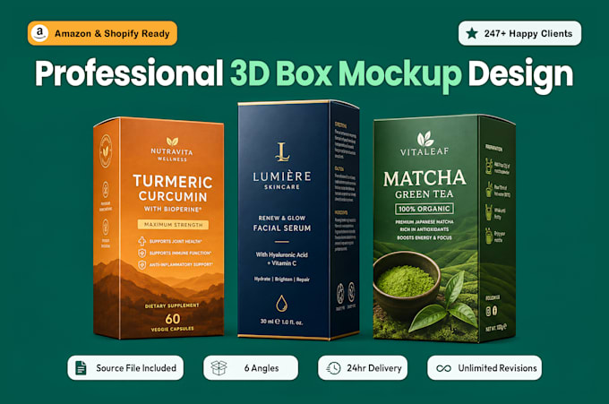 design 3d box mockup and packaging for amazon fba