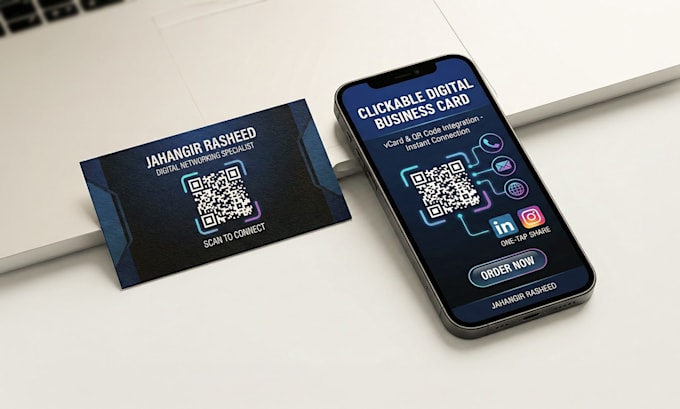 design a clickable digital business card with vcard and qr code