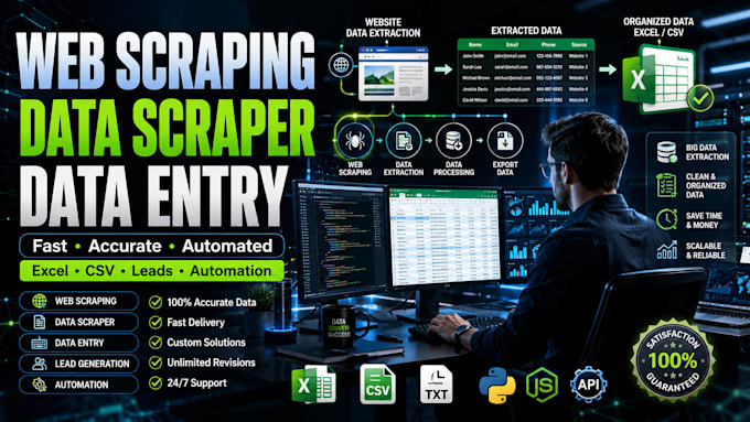 do web scraping, web scraper, data scraper, and data entry