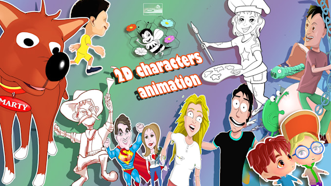 create  2d traditional animation, frame by frame cartoon characters
