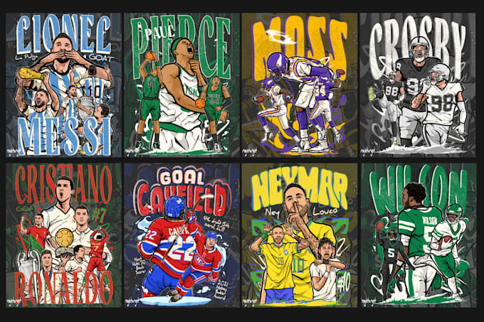 create custom sports illustration for tshirt and merchandise