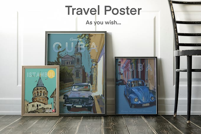 create a retro or vintage travel poster design