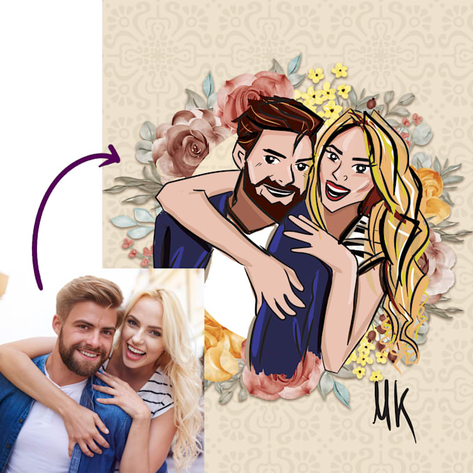 Convert your photo to cute cartoon portrait by Mkdesignsarts Fiverr