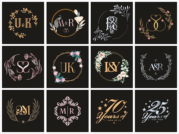 design a unique custom wedding initial logo or monogram for your wedding
