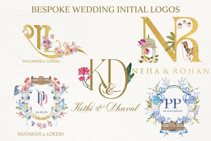 design luxury wedding monogram and custom couple initial logo