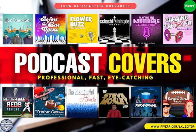 design professional podcast cover art, logo