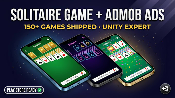 develop a solitaire card game in unity with admob ads integration