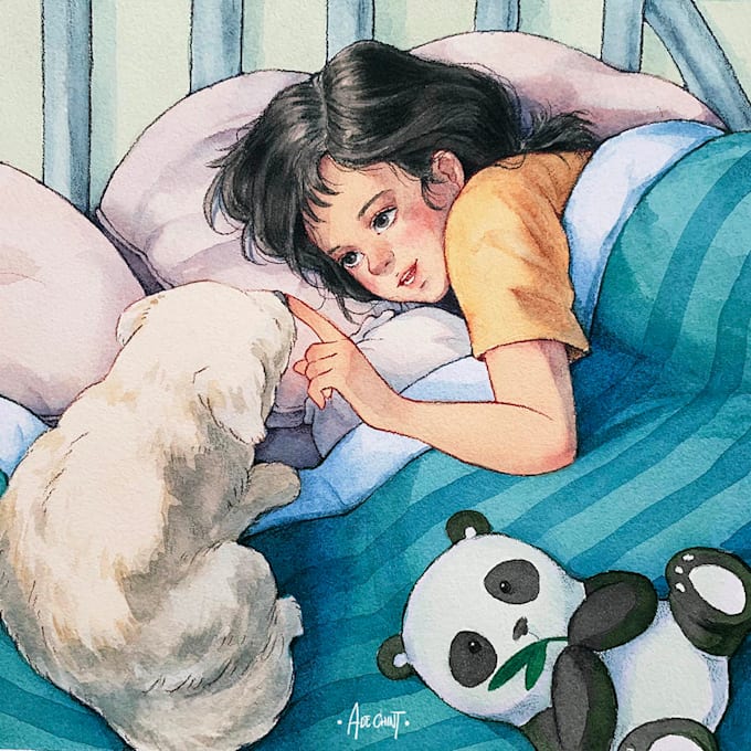 create unique watercolor for children book