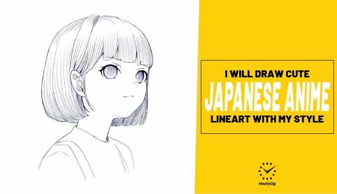 Draw cute anime or manga cartoon line art japan style by Hourlygig | Fiverr