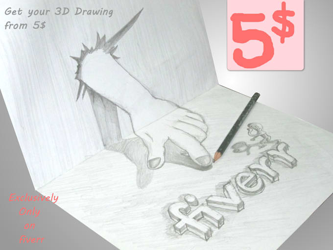 Do hand 3d drawing by Amazingvideos Fiverr