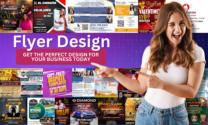 do flyer design for your business in english or spanish