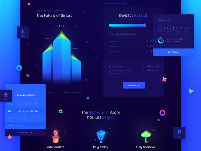 design and develop ico landing page and admin panel dashboard