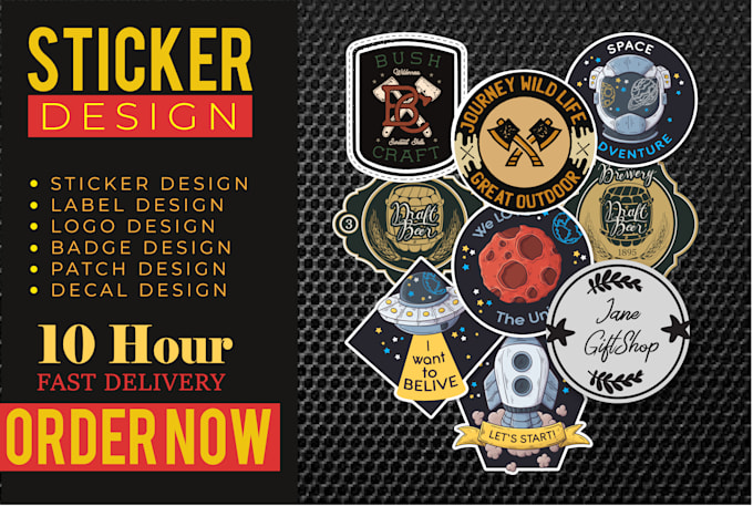 do custom sticker design, patch, badge, label etc